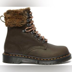 Dr. Martens Brown Fur-Lined Combat Boots